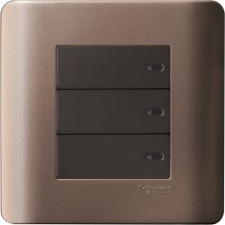 ZENCELO 20A 3 GANG 2 WAY SWITCH SILVER BRONZE - Schneider Electric